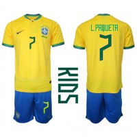 Dětský Fotbalový dres Brazílie Lucas Paqueta #7 MS 2022 Domácí Krátký Rukáv (+ trenýrky)